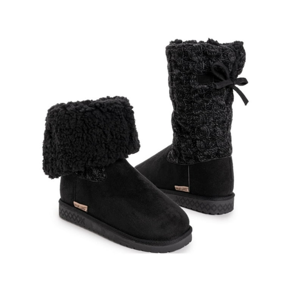 NEW MUK LUKS Women's Boots Durable Sole Fold Over Shearling Wide Black 10